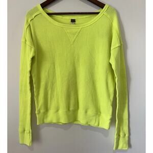 We the Free Neon Long Sleeve Waffle Thermal Knit Long Sleeve Top Sz XS